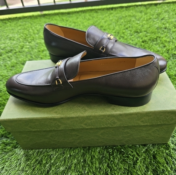 Gucci Loafers Mens Sz 12 Ed G-bit Leather New Authentic, Preppy Wedding Formal - Picture 4 of 13